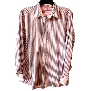 Ted Baker London Button Up Shirt, Ted Sz 4, Large, Floral, Geo, Pastel, Preppy